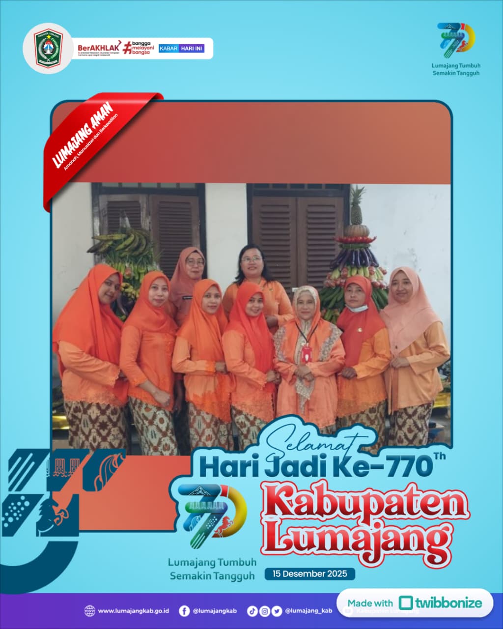 DINAS Kearsipan dan Perpustakaan Kabupaten Lumajang menyampaikan ucapan selamat  Hari Jadi Lumajang (HARJALU) ke-770